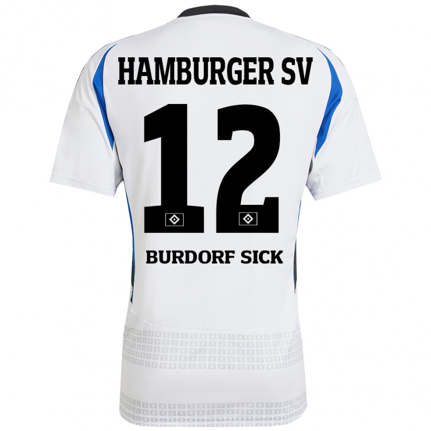 Hombre Camiseta Emma Burdorf-Sick #12 Blanco Azul 1ª Equipación 2024/25 La Camisa México