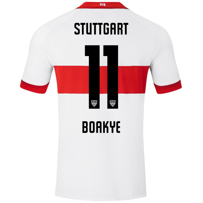 Hombre Camiseta Benjamin Boakye #11 Blanco Rojo 1ª Equipación 2024/25 La Camisa México