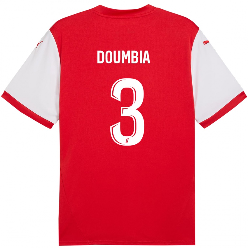 Hombre Camiseta Kamory Doumbia #3 Rojo Blanco 1ª Equipación 2024/25 La Camisa México