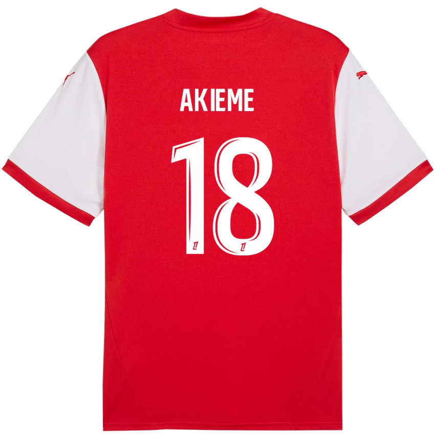 Hombre Camiseta Sergio Akieme #18 Rojo Blanco 1ª Equipación 2024/25 La Camisa México