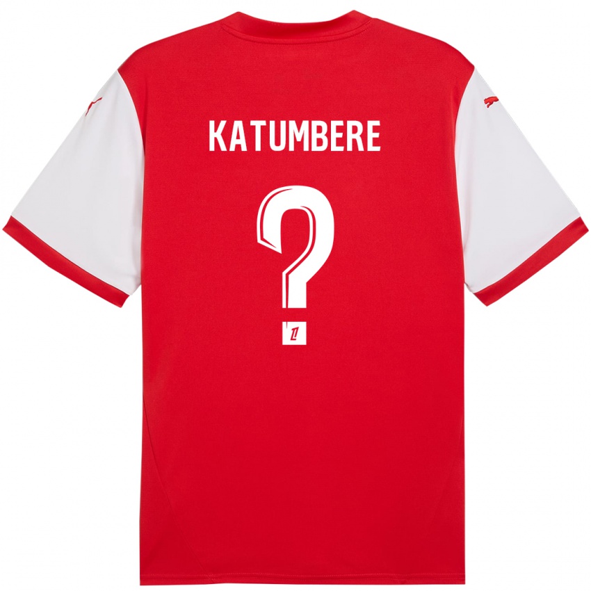 Hombre Camiseta Noah Katumbere #0 Rojo Blanco 1ª Equipación 2024/25 La Camisa México