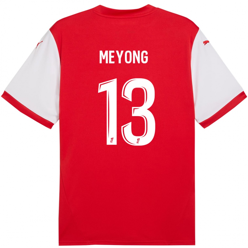 Hombre Camiseta Charlène Meyong #13 Rojo Blanco 1ª Equipación 2024/25 La Camisa México