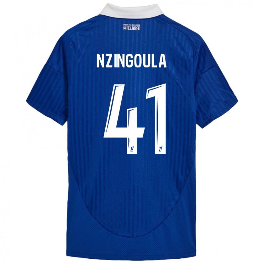 Hombre Camiseta Rabby Nzingoula #41 Azul Blanco 1ª Equipación 2024/25 La Camisa México