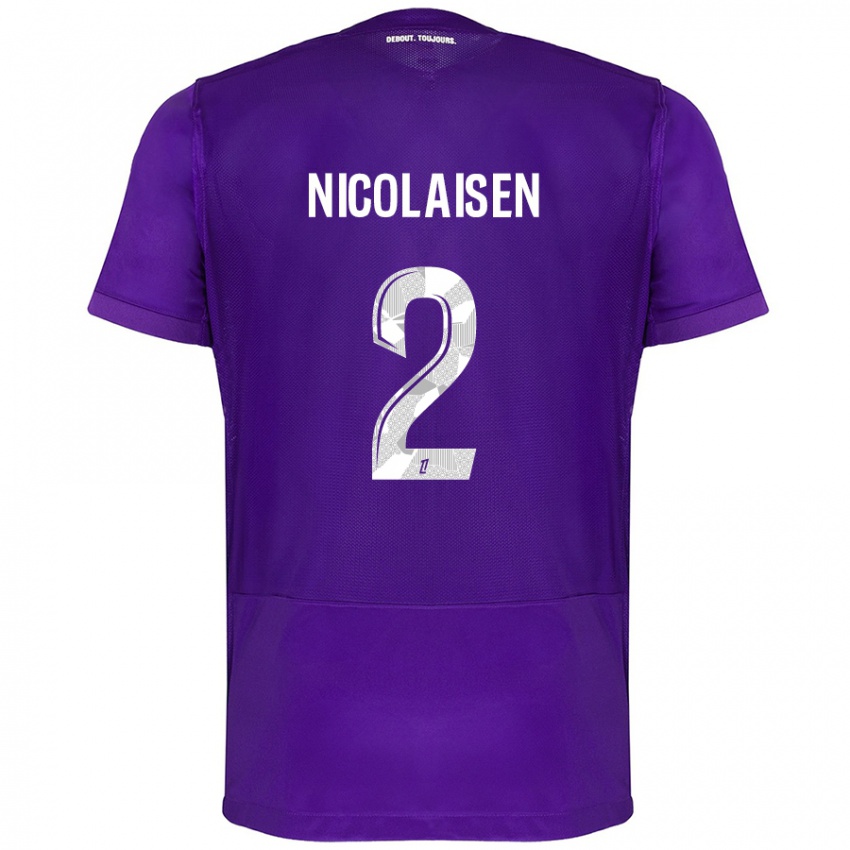 Hombre Camiseta Rasmus Nicolaisen #2 Morado Blanco 1ª Equipación 2024/25 La Camisa México