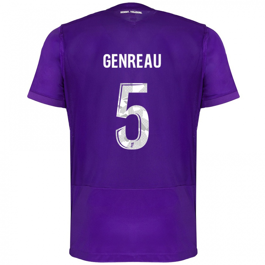 Hombre Camiseta Denis Genreau #5 Morado Blanco 1ª Equipación 2024/25 La Camisa México