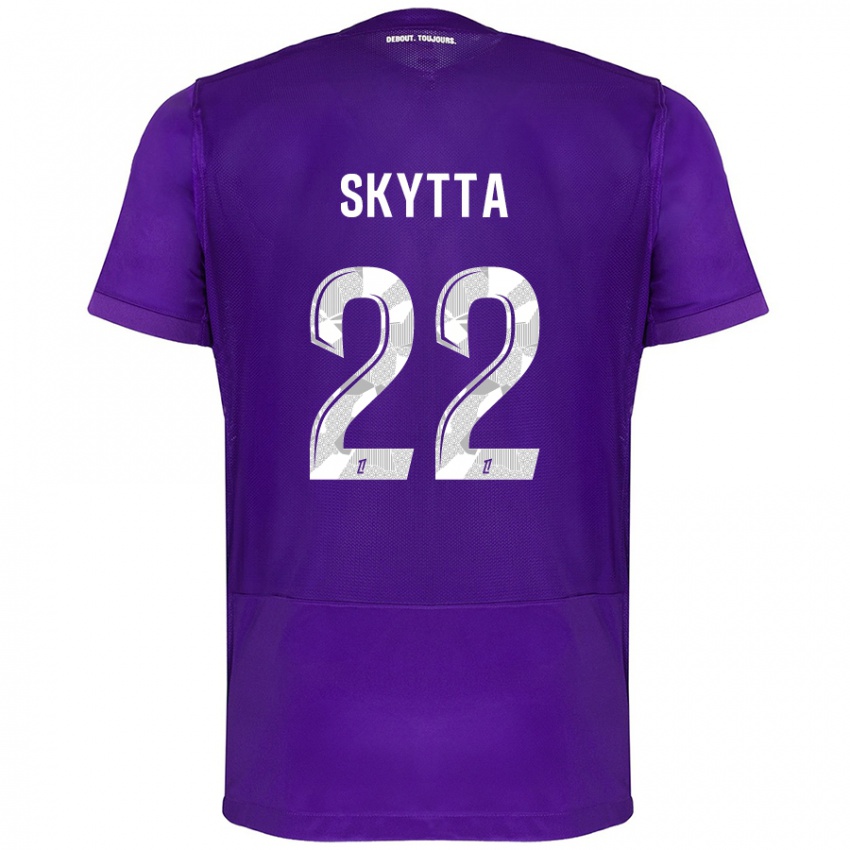 Hombre Camiseta Naatan Skyttä #22 Morado Blanco 1ª Equipación 2024/25 La Camisa México