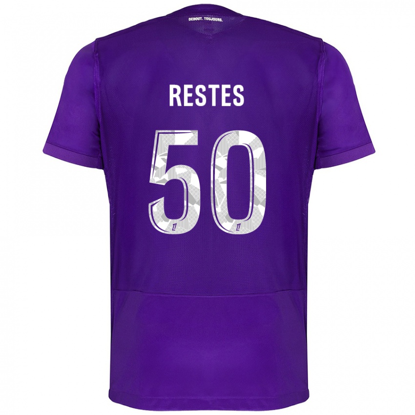 Hombre Camiseta Guillaume Restes #50 Morado Blanco 1ª Equipación 2024/25 La Camisa México