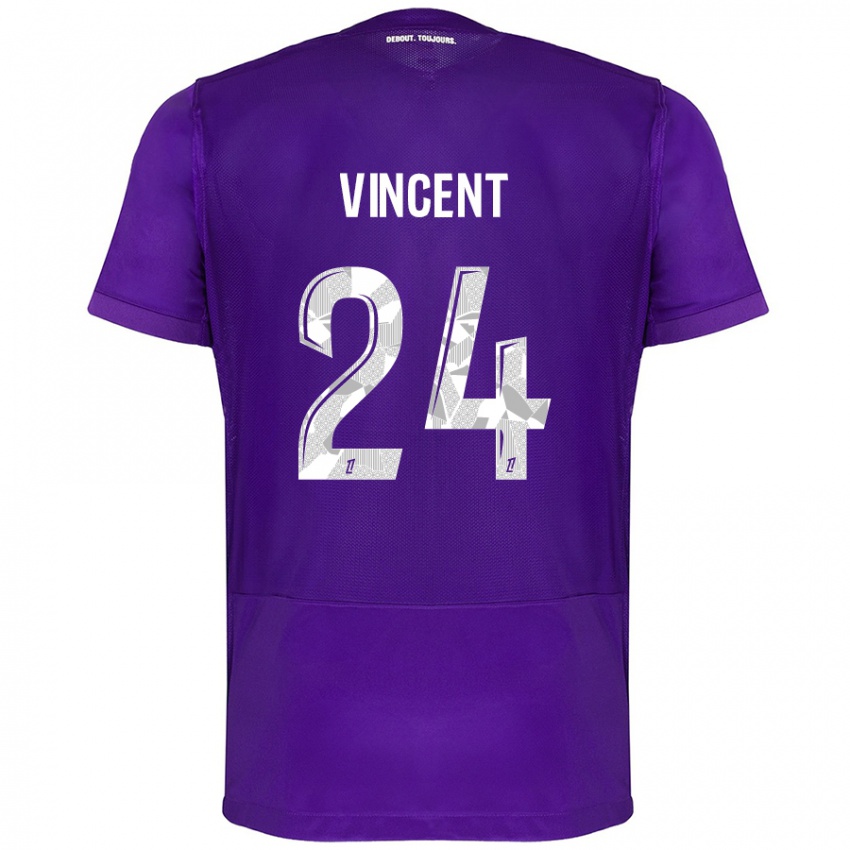 Hombre Camiseta Magalie Vincent #24 Morado Blanco 1ª Equipación 2024/25 La Camisa México