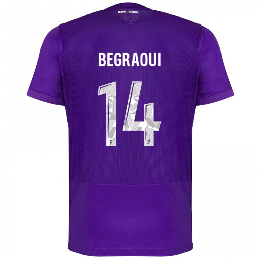 Hombre Camiseta Yanis Begraoui #14 Morado Blanco 1ª Equipación 2024/25 La Camisa México