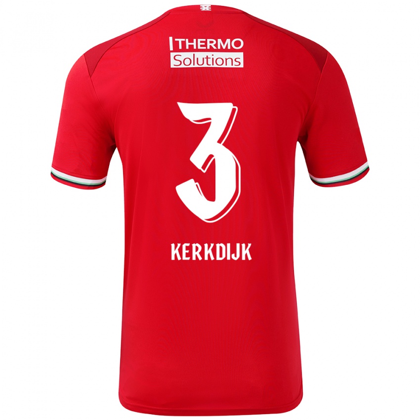 Hombre Camiseta Danique Kerkdijk #3 Rojo Blanco 1ª Equipación 2024/25 La Camisa México