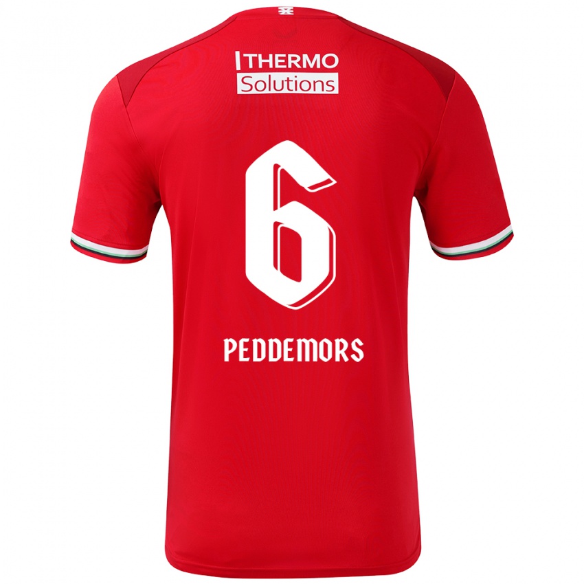 Hombre Camiseta Ella Peddemors #6 Rojo Blanco 1ª Equipación 2024/25 La Camisa México