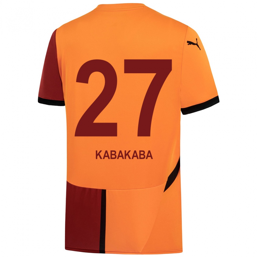 Hombre Camiseta Naomie Kabakaba #27 Amarillo Rojo 1ª Equipación 2024/25 La Camisa México