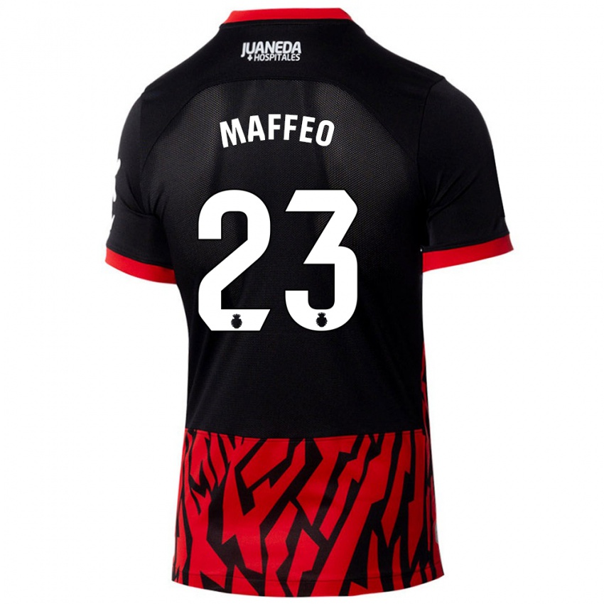 Hombre Camiseta Pablo Maffeo #23 Negro Rojo 1ª Equipación 2024/25 La Camisa México