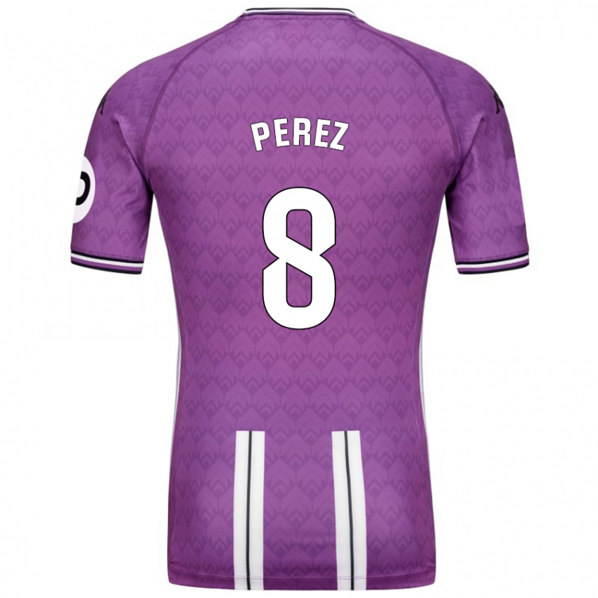 Hombre Camiseta Kike Pérez #8 Púrpura Blanco 1ª Equipación 2024/25 La Camisa México