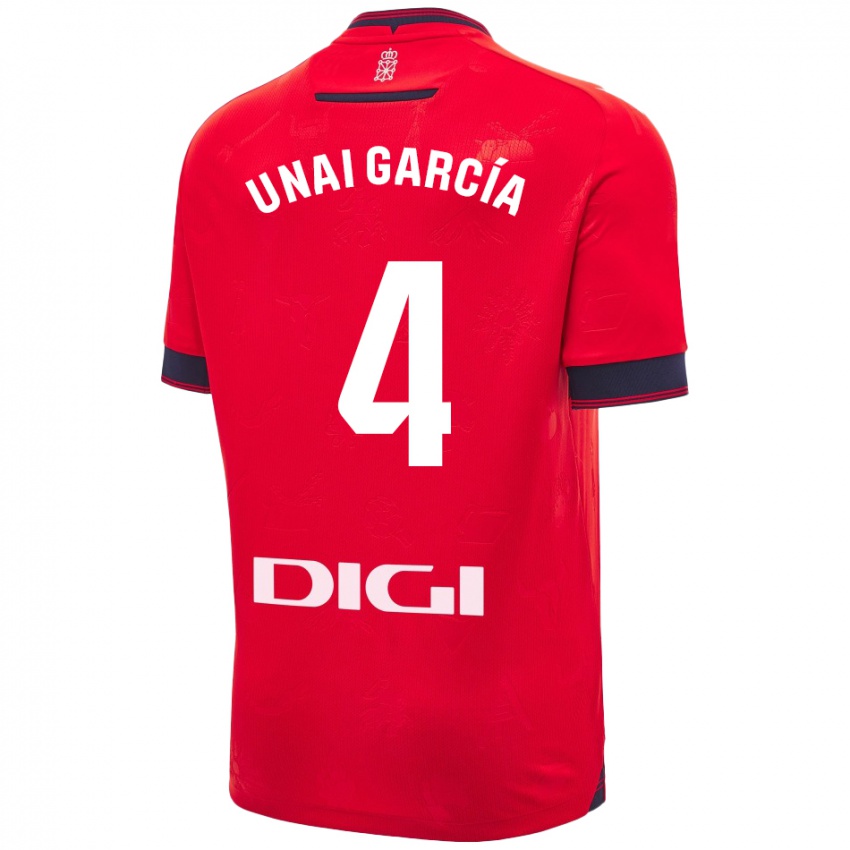 Hombre Camiseta Unai García #4 Rojo Blanco 1ª Equipación 2024/25 La Camisa México