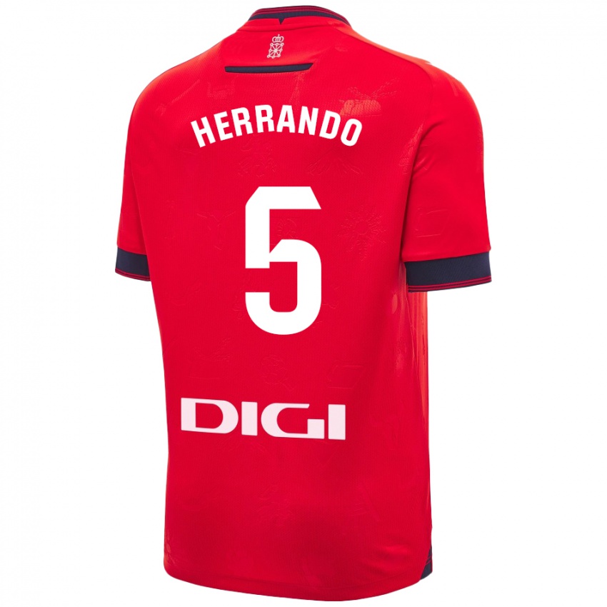 Hombre Camiseta Jorge Herrando #5 Rojo Blanco 1ª Equipación 2024/25 La Camisa México