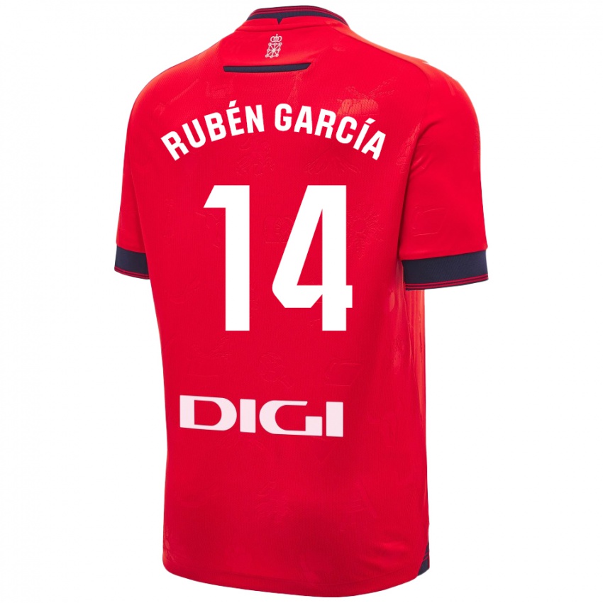 Hombre Camiseta Rubén García #14 Rojo Blanco 1ª Equipación 2024/25 La Camisa México