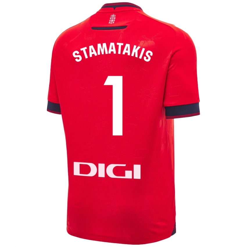 Hombre Camiseta Dimitrios Stamatakis #1 Rojo Blanco 1ª Equipación 2024/25 La Camisa México