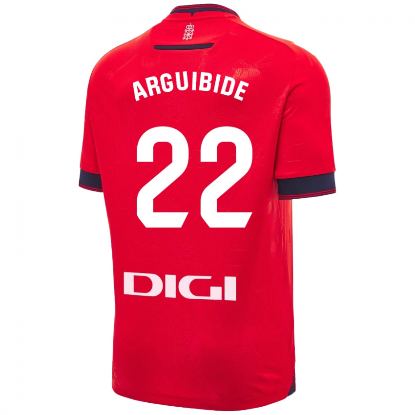 Hombre Camiseta Iñigo Arguibide #22 Rojo Blanco 1ª Equipación 2024/25 La Camisa México