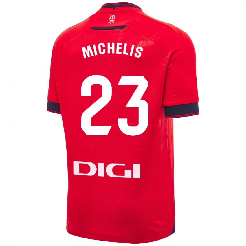 Hombre Camiseta Nikolaos Michelis #23 Rojo Blanco 1ª Equipación 2024/25 La Camisa México