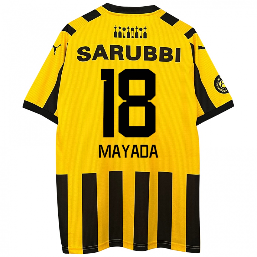 Hombre Camiseta Camilo Mayada #18 Amarillo Negro 1ª Equipación 2024/25 La Camisa México