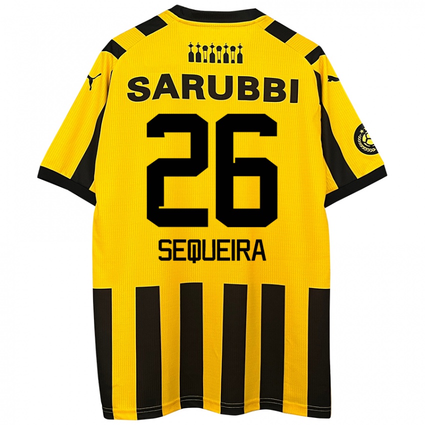 Hombre Camiseta Leonardo Sequeira #26 Amarillo Negro 1ª Equipación 2024/25 La Camisa México