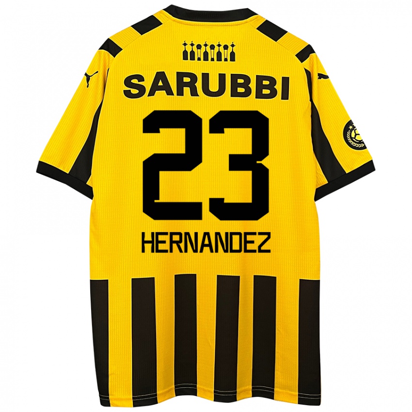 Hombre Camiseta Abel Hernandez #23 Amarillo Negro 1ª Equipación 2024/25 La Camisa México