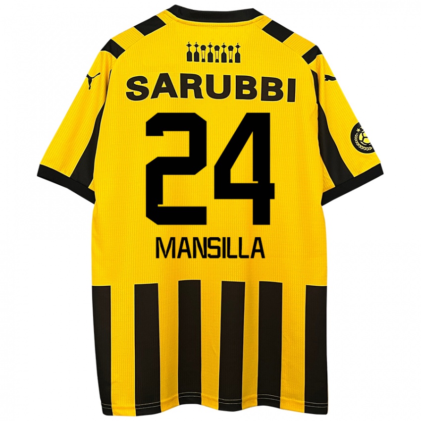 Hombre Camiseta Brian Mansilla #24 Amarillo Negro 1ª Equipación 2024/25 La Camisa México