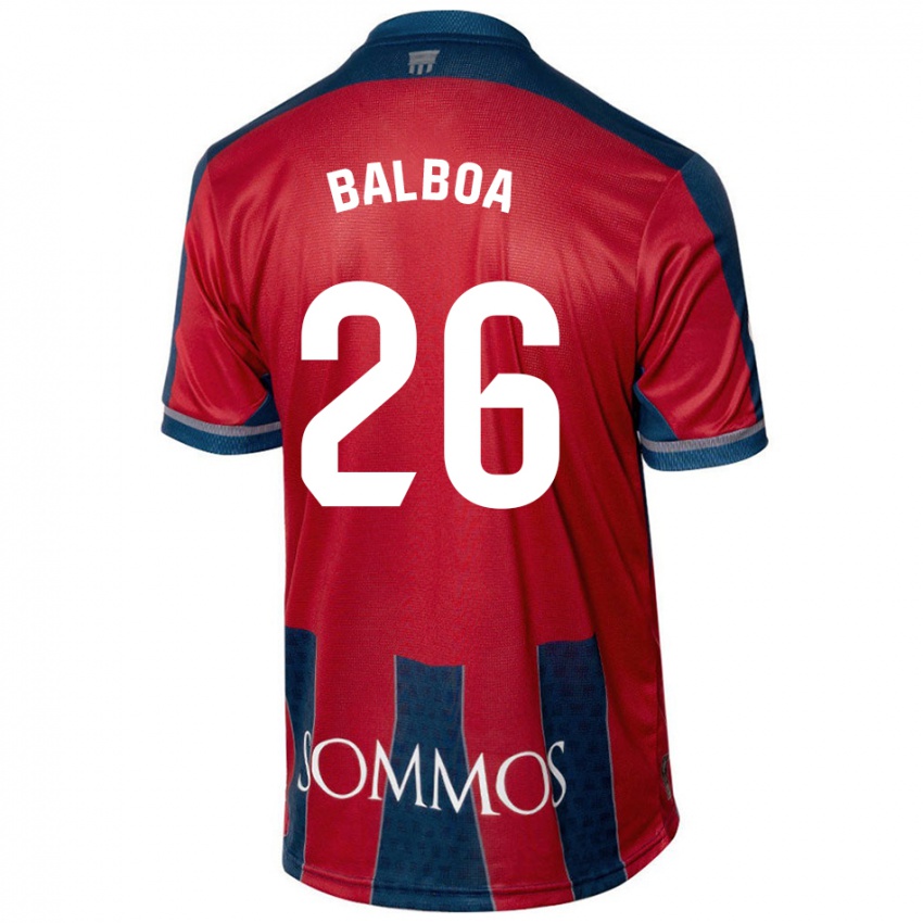 Hombre Camiseta Álex Balboa #26 Rojo Azul 1ª Equipación 2024/25 La Camisa México