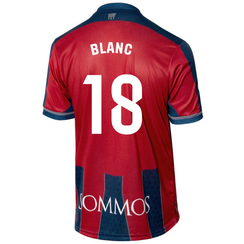 Hombre Camiseta Laia Blanc #18 Rojo Azul 1ª Equipación 2024/25 La Camisa México