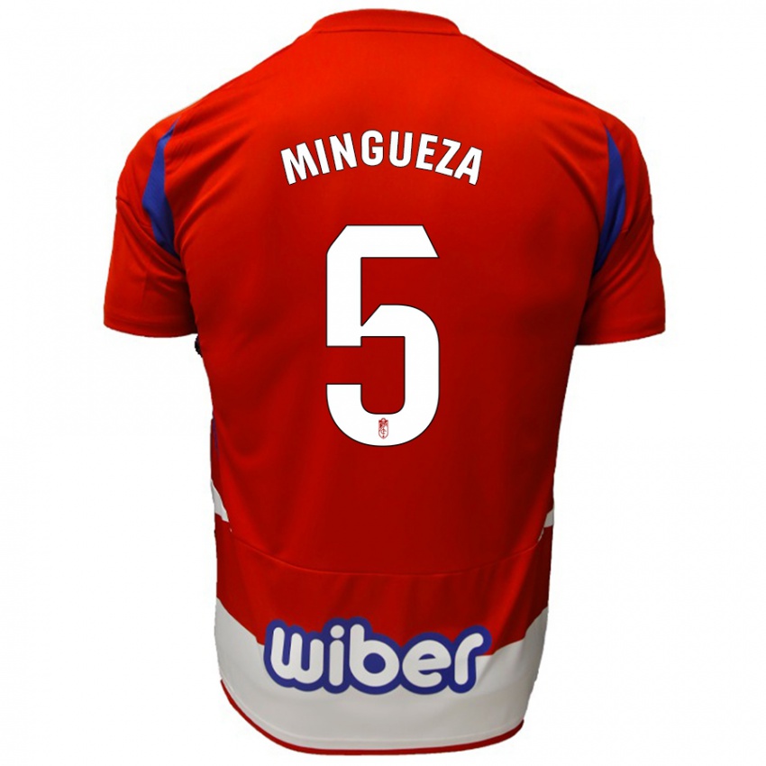 Hombre Camiseta Ariadna Mingueza #5 Rojo Blanco Azul 1ª Equipación 2024/25 La Camisa México