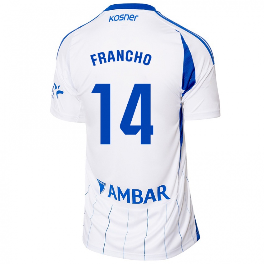 Hombre Camiseta Francho Serrano #14 Rojo Blanco 1ª Equipación 2024/25 La Camisa México