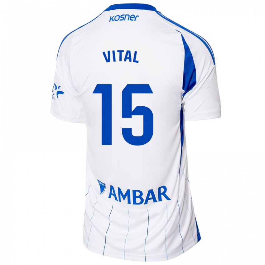 Hombre Camiseta Bernardo Vital #15 Rojo Blanco 1ª Equipación 2024/25 La Camisa México