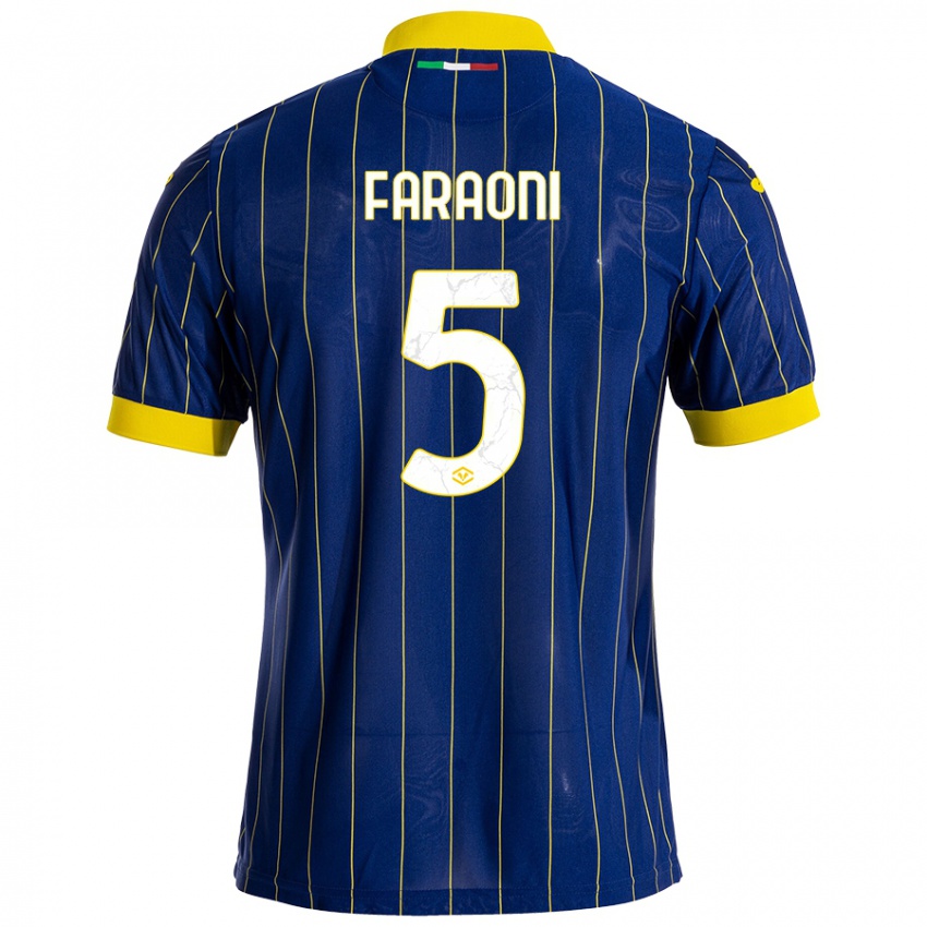 Hombre Camiseta Davide Faraoni #5 Azul Amarillo 1ª Equipación 2024/25 La Camisa México