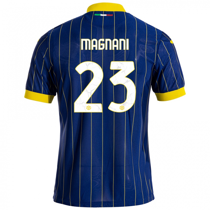 Hombre Camiseta Giangiacomo Magnani #23 Azul Amarillo 1ª Equipación 2024/25 La Camisa México