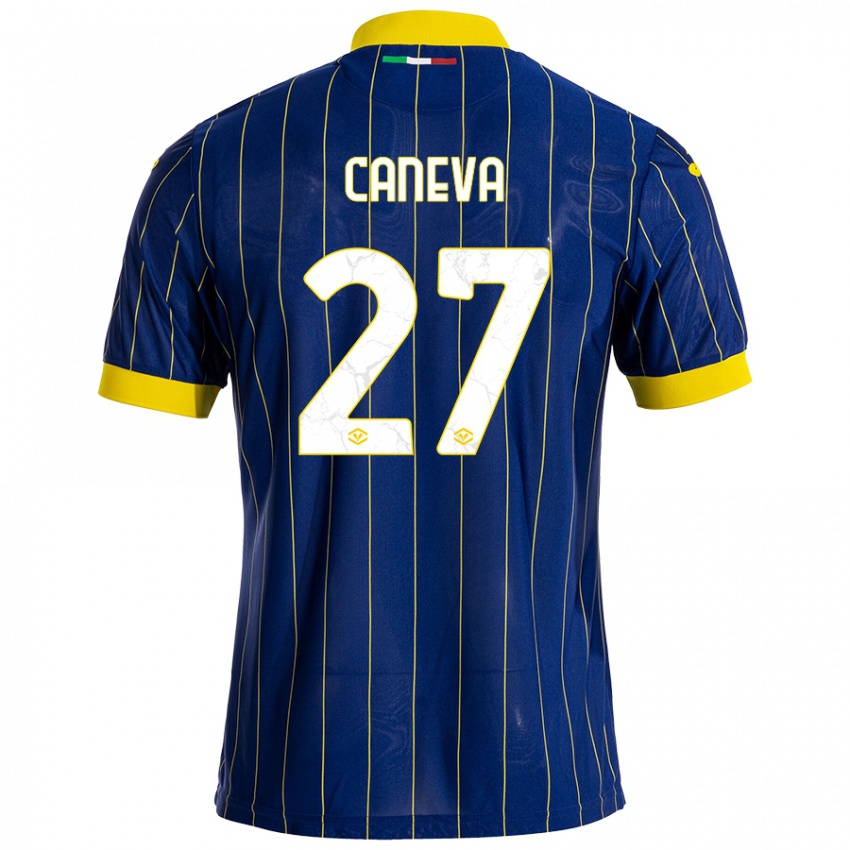 Hombre Camiseta Elia Caneva #27 Azul Amarillo 1ª Equipación 2024/25 La Camisa México