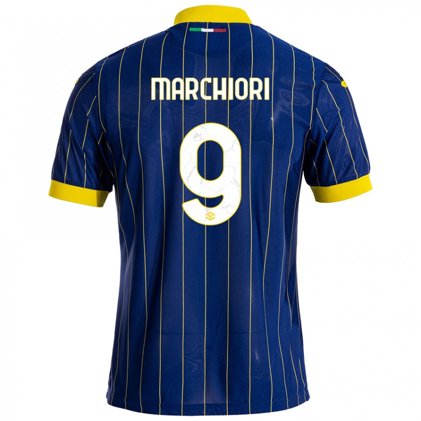 Hombre Camiseta Giorgia Marchiori #9 Azul Amarillo 1ª Equipación 2024/25 La Camisa México