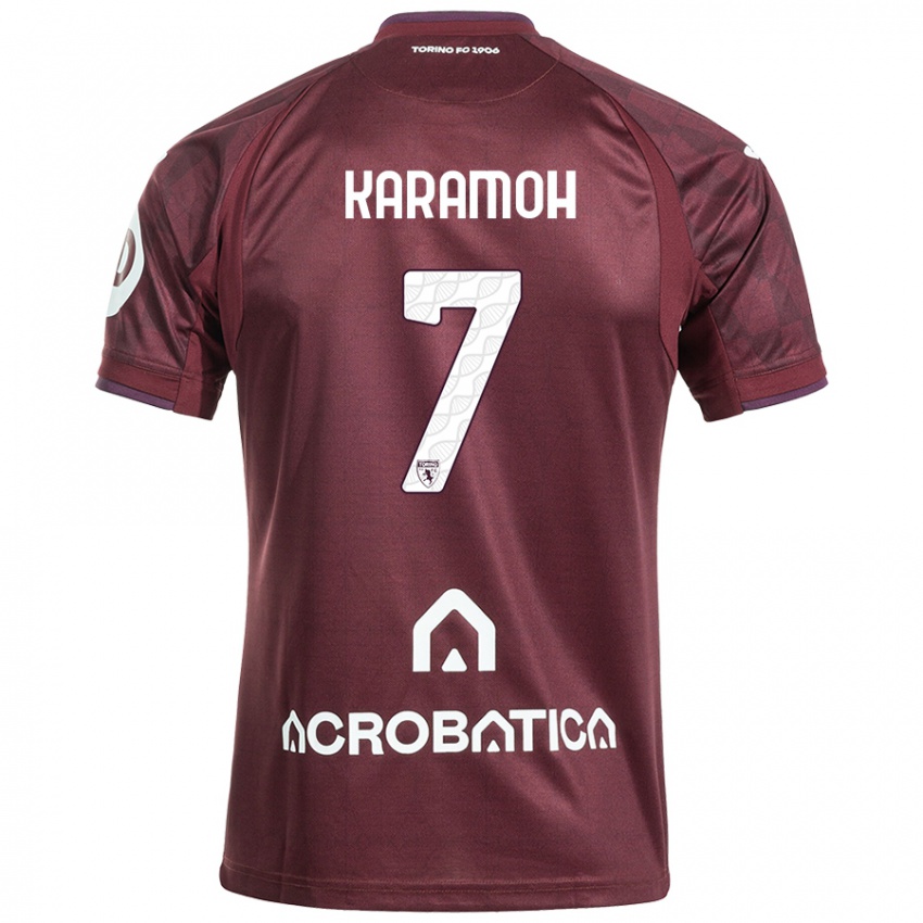 Hombre Camiseta Yann Karamoh #7 Granate Blanco 1ª Equipación 2024/25 La Camisa México