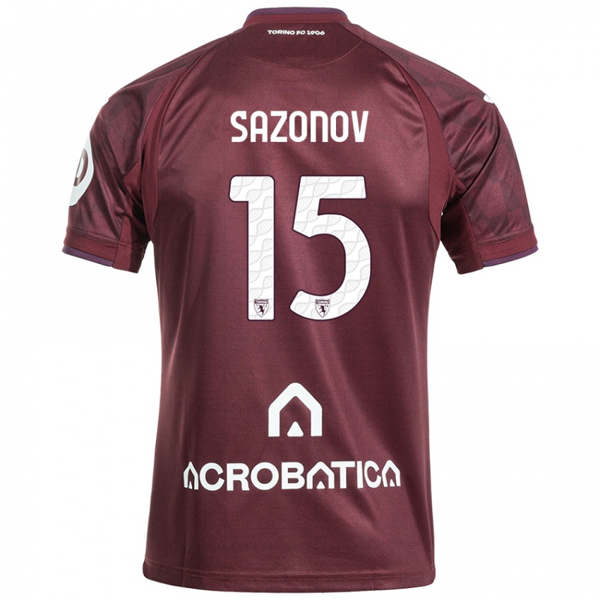 Hombre Camiseta Saba Sazonov #15 Granate Blanco 1ª Equipación 2024/25 La Camisa México