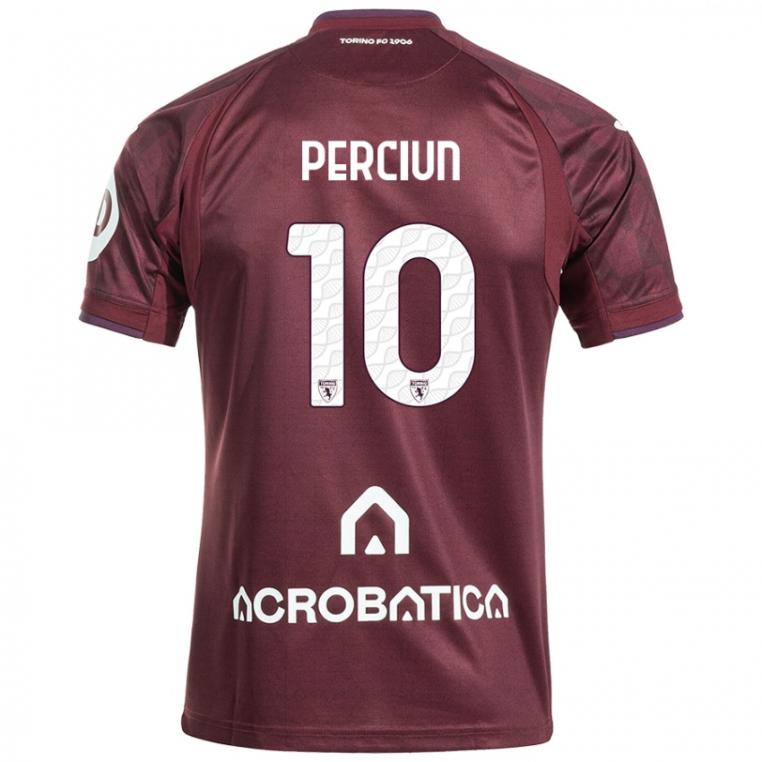 Hombre Camiseta Sergiu Perciun #10 Granate Blanco 1ª Equipación 2024/25 La Camisa México