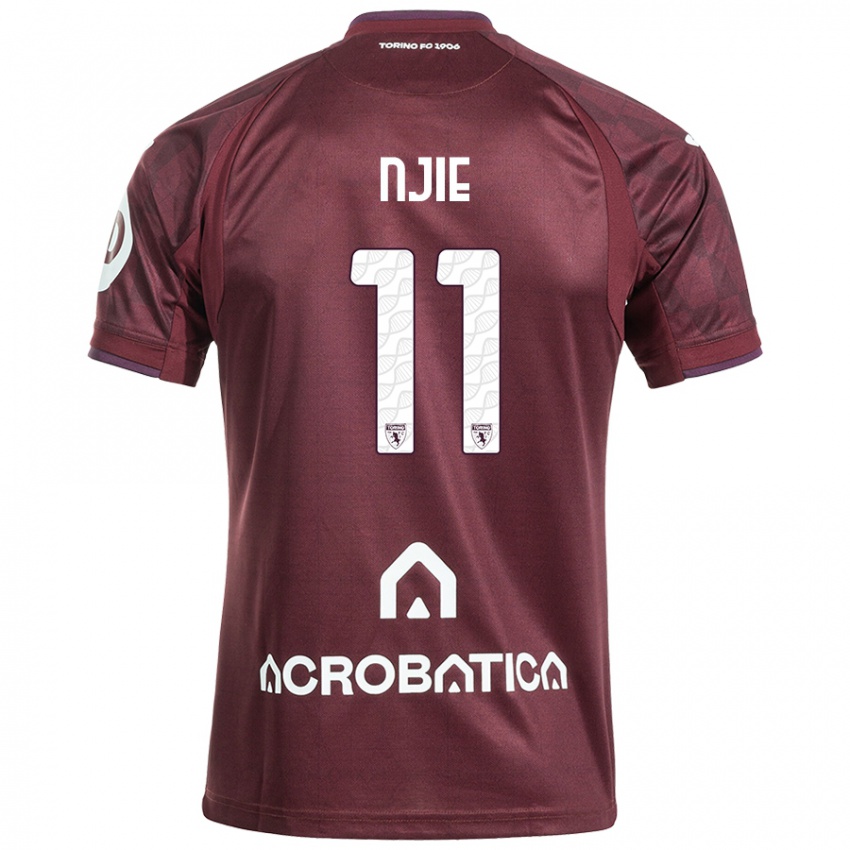 Hombre Camiseta Alieu Njie #11 Granate Blanco 1ª Equipación 2024/25 La Camisa México