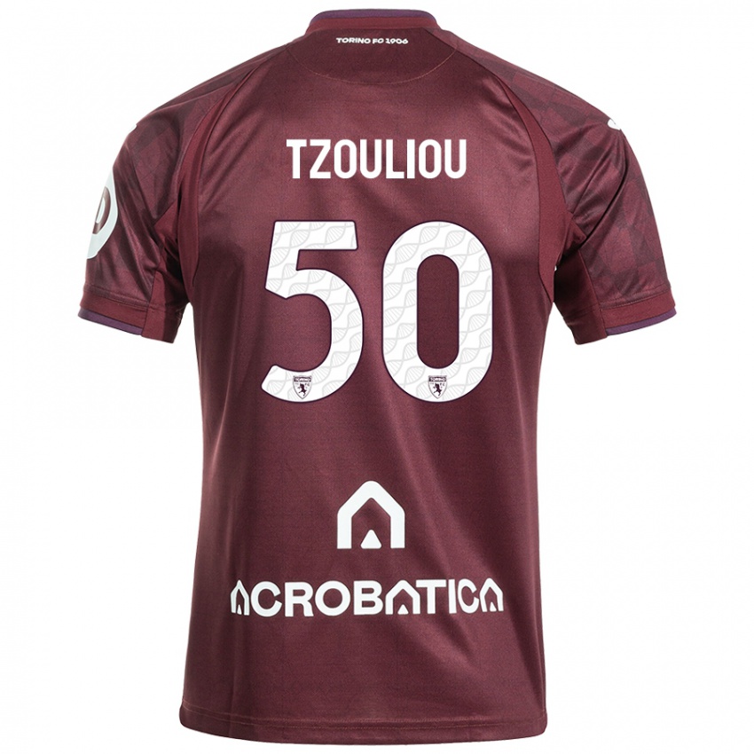 Hombre Camiseta Dimitrianos Tzouliou #50 Granate Blanco 1ª Equipación 2024/25 La Camisa México