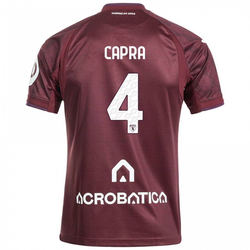 Hombre Camiseta Valentina Capra #4 Granate Blanco 1ª Equipación 2024/25 La Camisa México