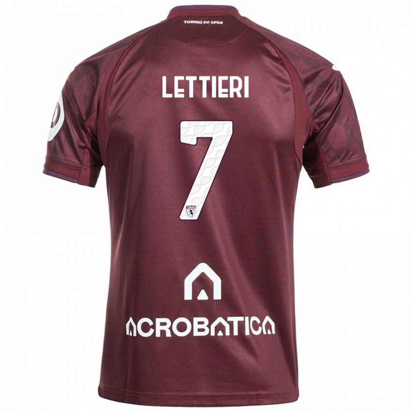 Hombre Camiseta Jessica Lettieri #7 Granate Blanco 1ª Equipación 2024/25 La Camisa México