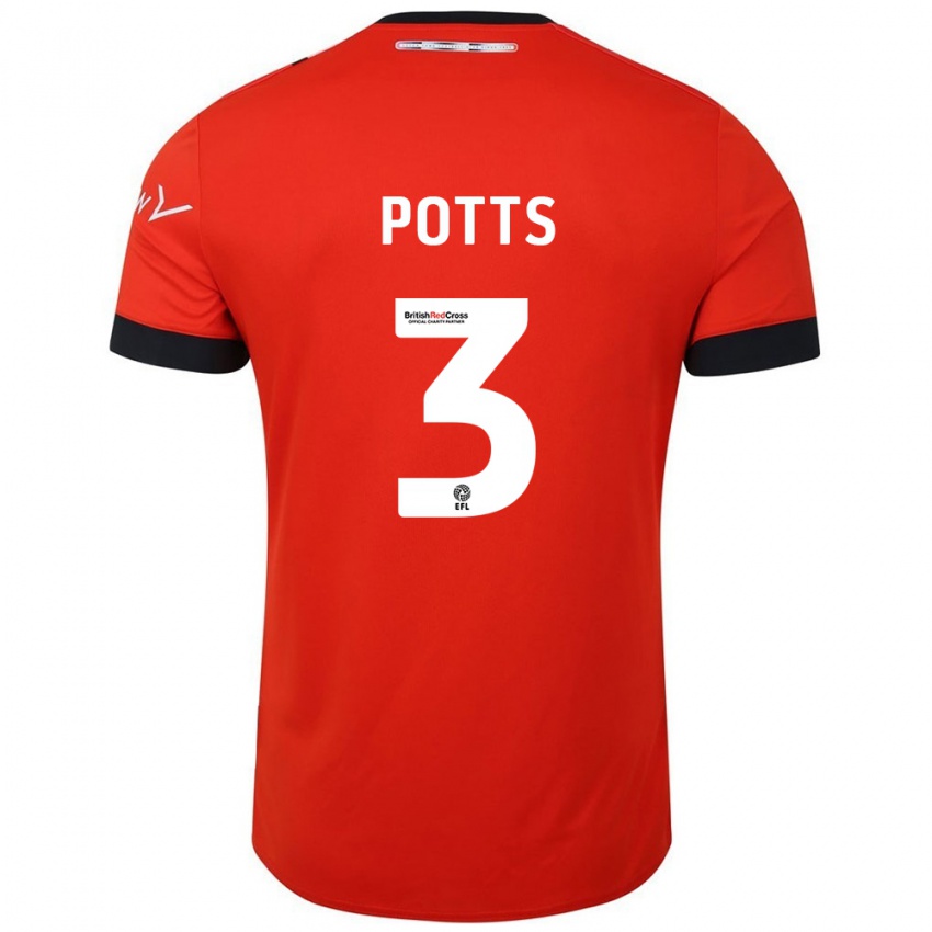 Hombre Camiseta Dan Potts #3 Naranja Negro 1ª Equipación 2024/25 La Camisa México