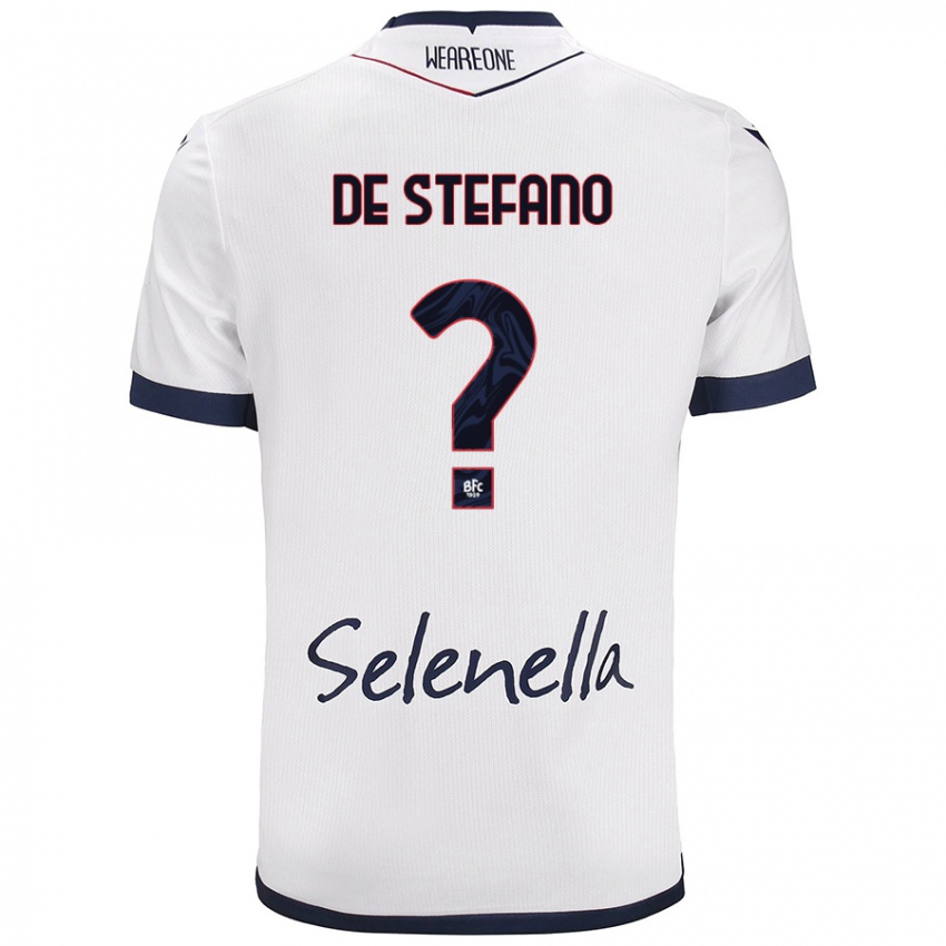 Hombre Camiseta Nicolò De Stefano #0 Blanco Azul Real 2ª Equipación 2024/25 La Camisa México