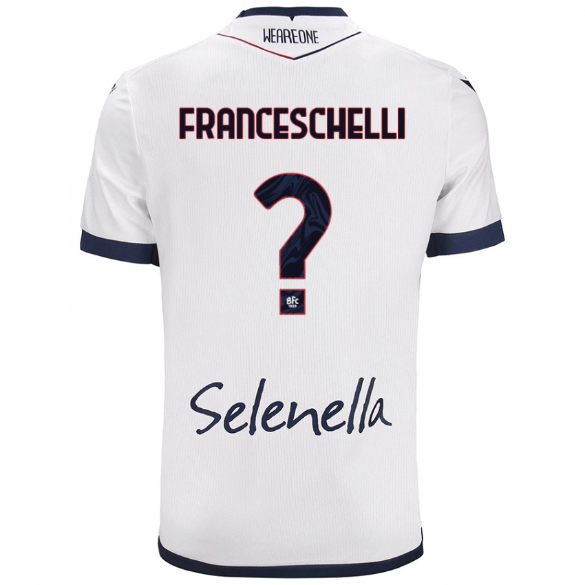 Hombre Camiseta Matteo Franceschelli #0 Blanco Azul Real 2ª Equipación 2024/25 La Camisa México