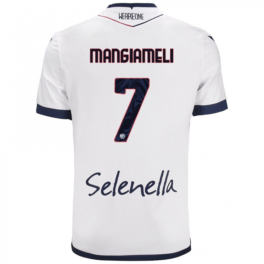 Hombre Camiseta Federico Mangiameli #7 Blanco Azul Real 2ª Equipación 2024/25 La Camisa México