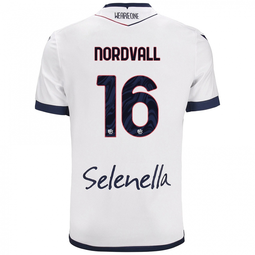 Hombre Camiseta Ossian Nordvall #16 Blanco Azul Real 2ª Equipación 2024/25 La Camisa México