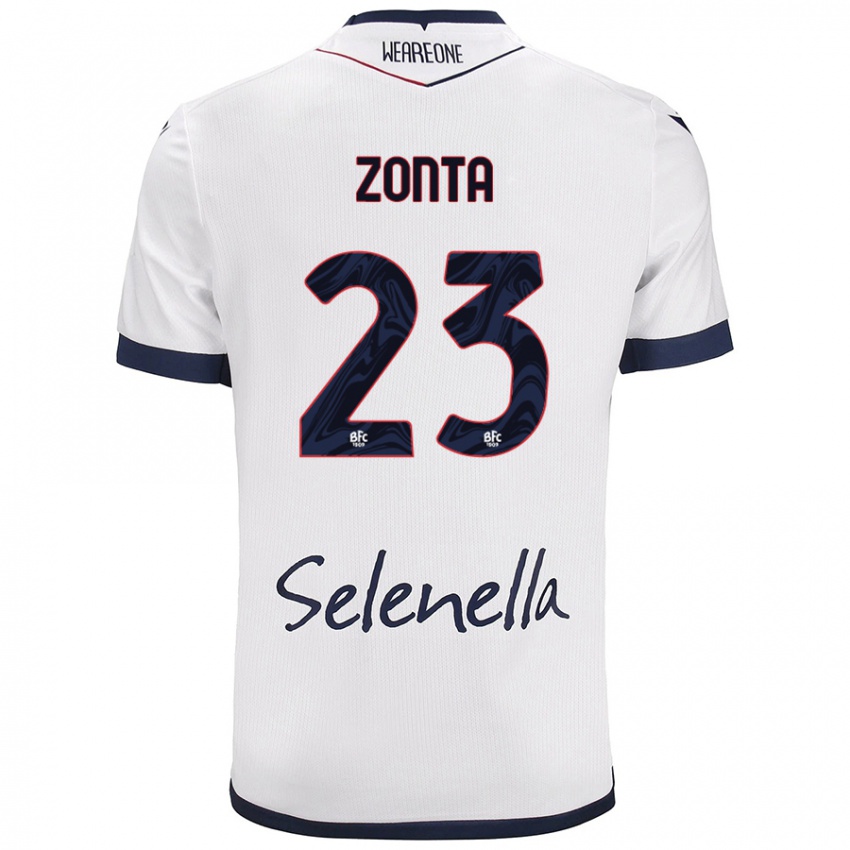 Hombre Camiseta Alessandro Zonta #23 Blanco Azul Real 2ª Equipación 2024/25 La Camisa México